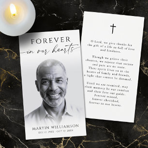 Forever Hearts Photo Cross Sympathy Prayer Card