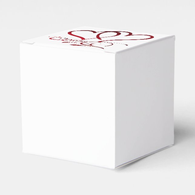 Forever Hearts Red on White Favor Box (Front Side)
