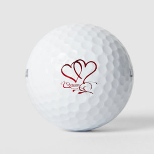 Forever Hearts Red on White Golf Balls