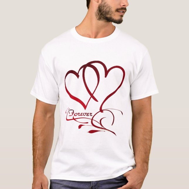 Forever Hearts Red on White T-Shirt (Front)