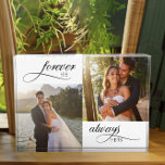 Forever His Always Hers Elegant Wedding Photo Block<br><div class="desc">Elegant photo block with wedding photos and script calligraphy. Your wedding photos are displayed in square format and the lettering reads "forever his,  always hers". Lovely photo gift for newlyweds or married couple wedding anniversary.</div>