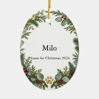 Forever Home Evergreen Oval Ceramic Ornament