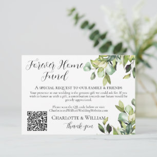 Forever Home Fund QR Code Elegant Green Botanicals Enclosure Card