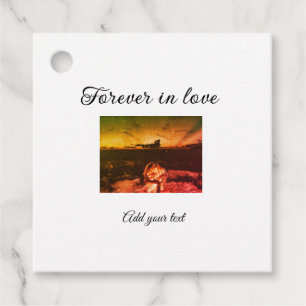 Forever in love add couple photo wedding engaged a favour tags