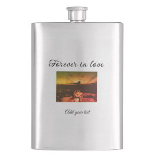 Forever in love add couple photo wedding engaged a hip flask