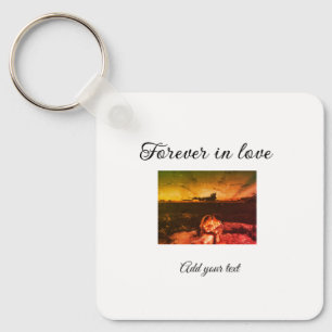 Forever in love add couple photo wedding engaged a keychain