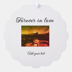 Forever in love add couple photo wedding engaged a ornament card