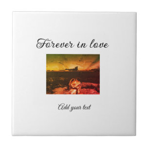Forever in love add couple photo wedding engaged a tile