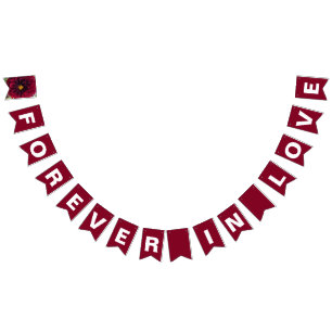 Forever in Love Cranberry Red Wedding Bunting Flags