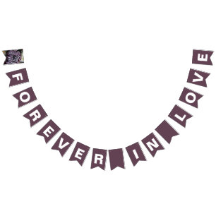 Forever in Love Eggplant Wedding Bunting Flags