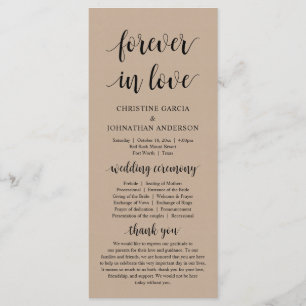 Forever in love, Modern Wedding Ceremony, Kraft Program