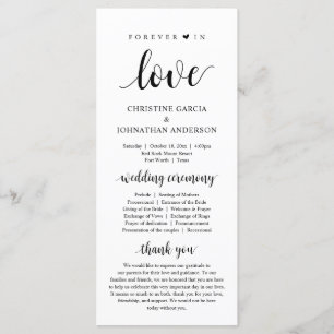 Forever in love, Modern Wedding Ceremony Program