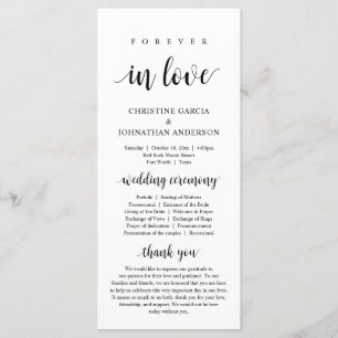 Forever in love, Modern Wedding Ceremony Program