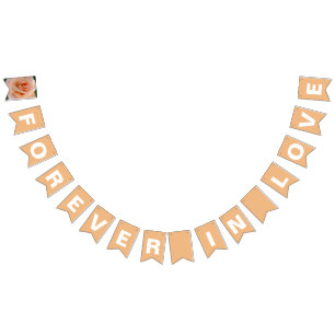 Forever in Love Peach Wedding Bunting Flags