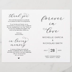 Forever In Love, Programmes De Mariage Foldable