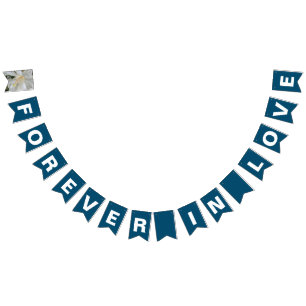 Forever in Love Teal Blue Wedding Bunting Flags