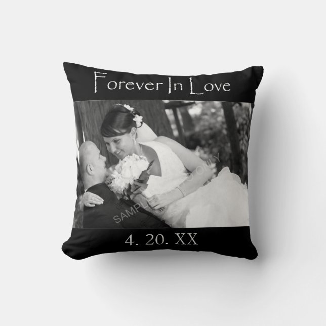 Forever In Love Wedding Photo Throw Pillow (Front)