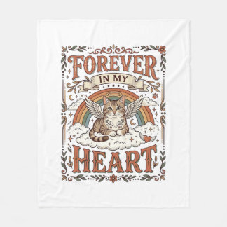 Forever In My Heart Cat Memorial Rainbow Bridge Vi Fleece Blanket
