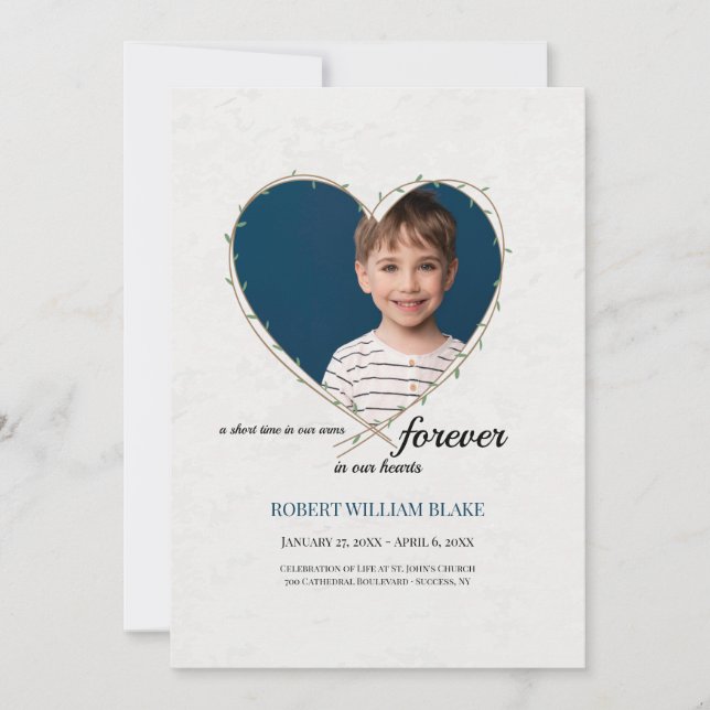 Forever in Our Heart Photo Celebration of Life  Invitation (Front)