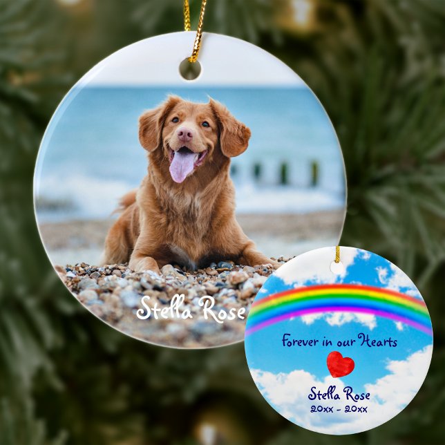 Forever in our Heart - Rainbow Bridge Pet Memorial Ceramic Ornament (Creator Uploaded)