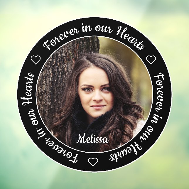 Forever in our Hearts 2 Photo Funeral Memorial Window Cling (Sheet 3)