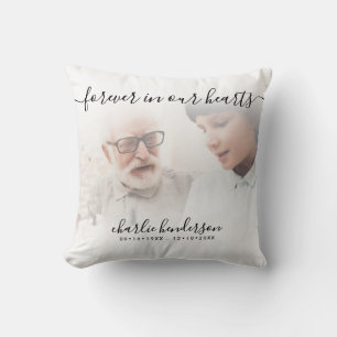 Forever In Our Hearts 2-Photo Memorial Tribute Throw Pillow