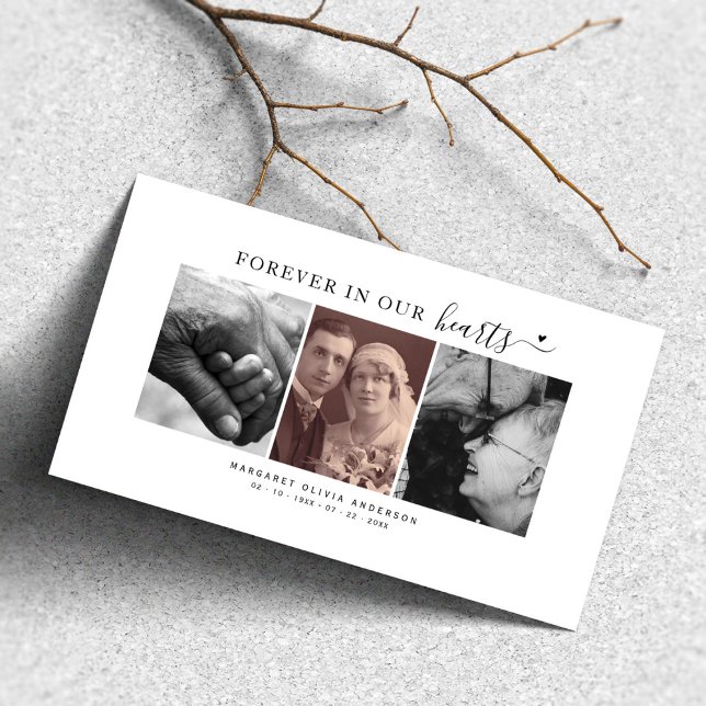 Forever In Our Hearts 3 Photo Funeral Prayer Card (Creator Uploaded)