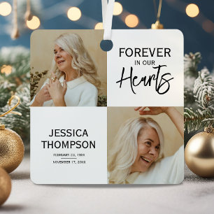Forever in our Hearts 4 Photo Memorial Metal Ornament