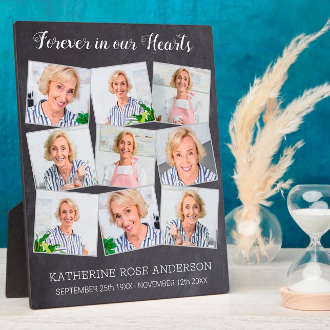 Forever In Our Hearts 9 Photo Collage Memorial Plaque (Creator Uploaded)