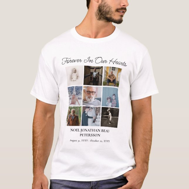 Forever In Our Hearts 9 Photo Collage Memorial T-Shirt (Front)