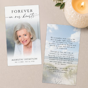 Forever in Our Hearts Beach Photo Memorial Cards
