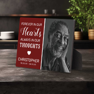 Forever In Our Hearts   Burgundy Family Memorial Plaque
