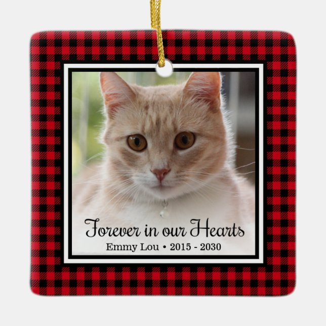 Forever In Our Hearts Cat Ceramic Ornament (Front)