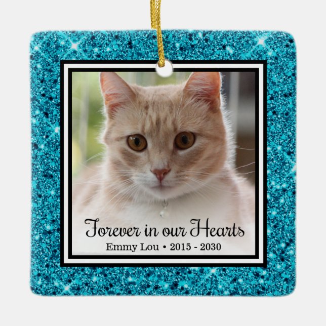 Forever In Our Hearts Cat Ceramic Ornament (Front)