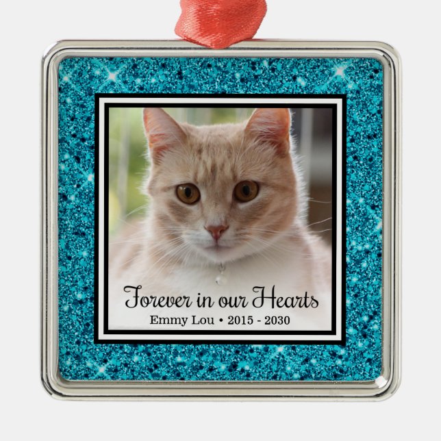 Forever In Our Hearts Cat Metal Ornament (Front)