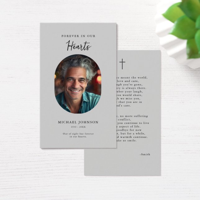 Forever in our Hearts Catholic Funeral Prayer card (Desk)