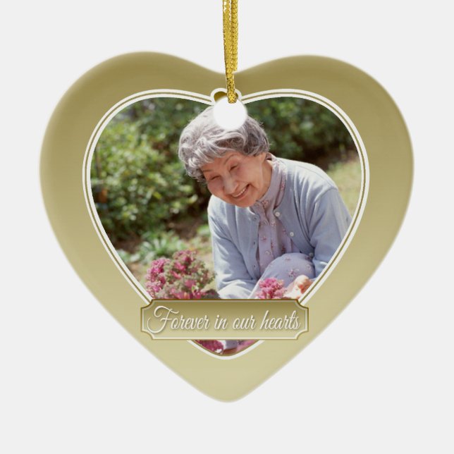 Forever in our Hearts Christmas-Gold Ceramic Ornament (Front)
