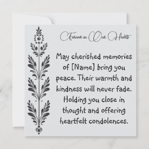 Forever in Our Hearts Condolences Card