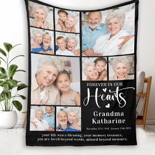 Forever in our Hearts Custom 10 Pictures Memorial  Fleece Blanket