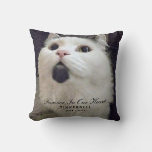 Forever In Our Hearts Custom Cat Photo Name Throw Pillow