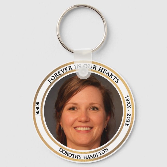Forever In Our Hearts Custom Photo Funeral  Keychain (Front)
