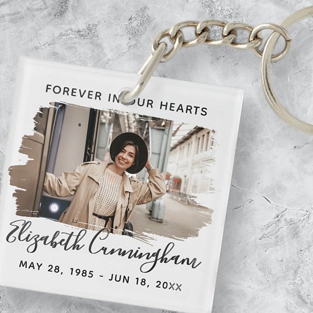 Forever in our Hearts Custom Photo Memorial Keychain (Creator Uploaded)