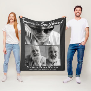 Forever in our Hearts Dad Grandpa Memorial Fleece Blanket