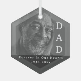 FOREVER in our Hearts Dad Photo Memorial Glass Ornament
