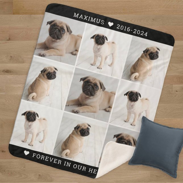 Forever in Our Hearts Dog Photo Collage Memorial Sherpa Blanket (Creator Uploaded)