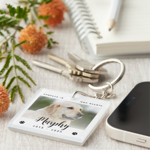 Forever In Our Hearts Dog Photo Pet Memorial Keychain