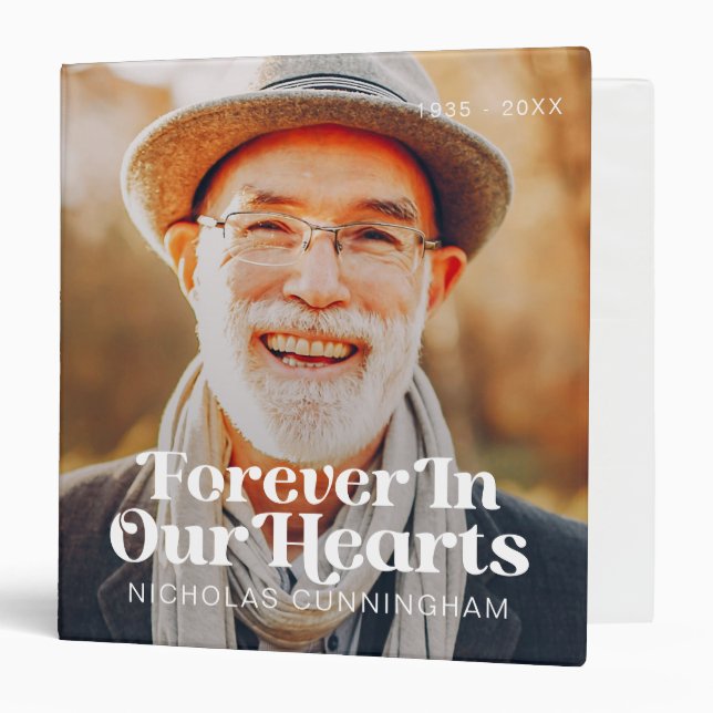 Forever In Our Hearts Elegant Photo Memorial Binder (Front/Inside)