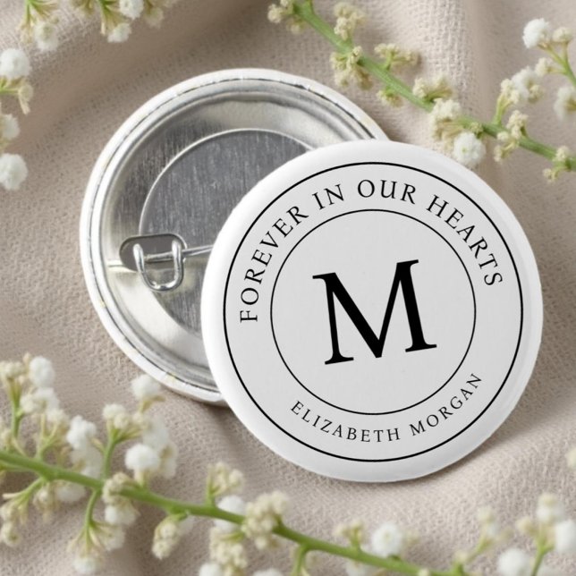Forever in our Hearts Funeral Memorial Modern 1 Inch Round Button (Creator Uploaded)