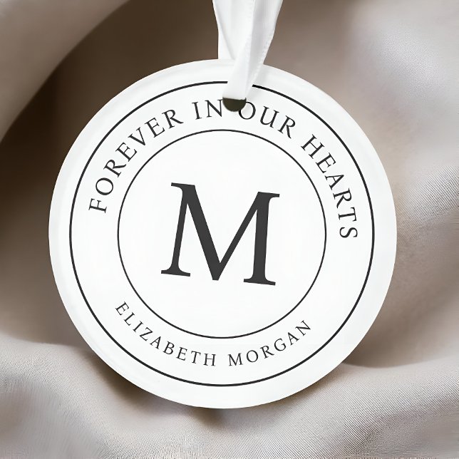 Forever in our Hearts Funeral Memorial Modern Ornament (Creator Uploaded)