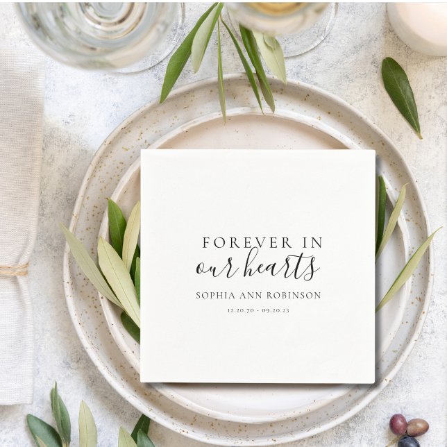 Forever in Our Hearts Funeral Memorial Napkin (Creator Uploaded)